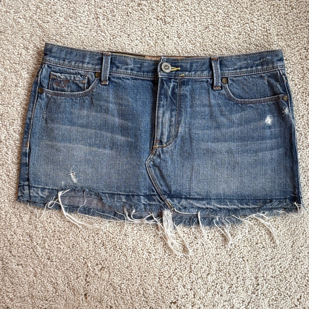 Vintage Hollister Distressed Blue Mini Skirt